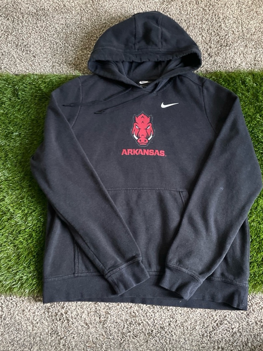 Nike Black Hoodie with Red Arkansas Razorbacks Logo
